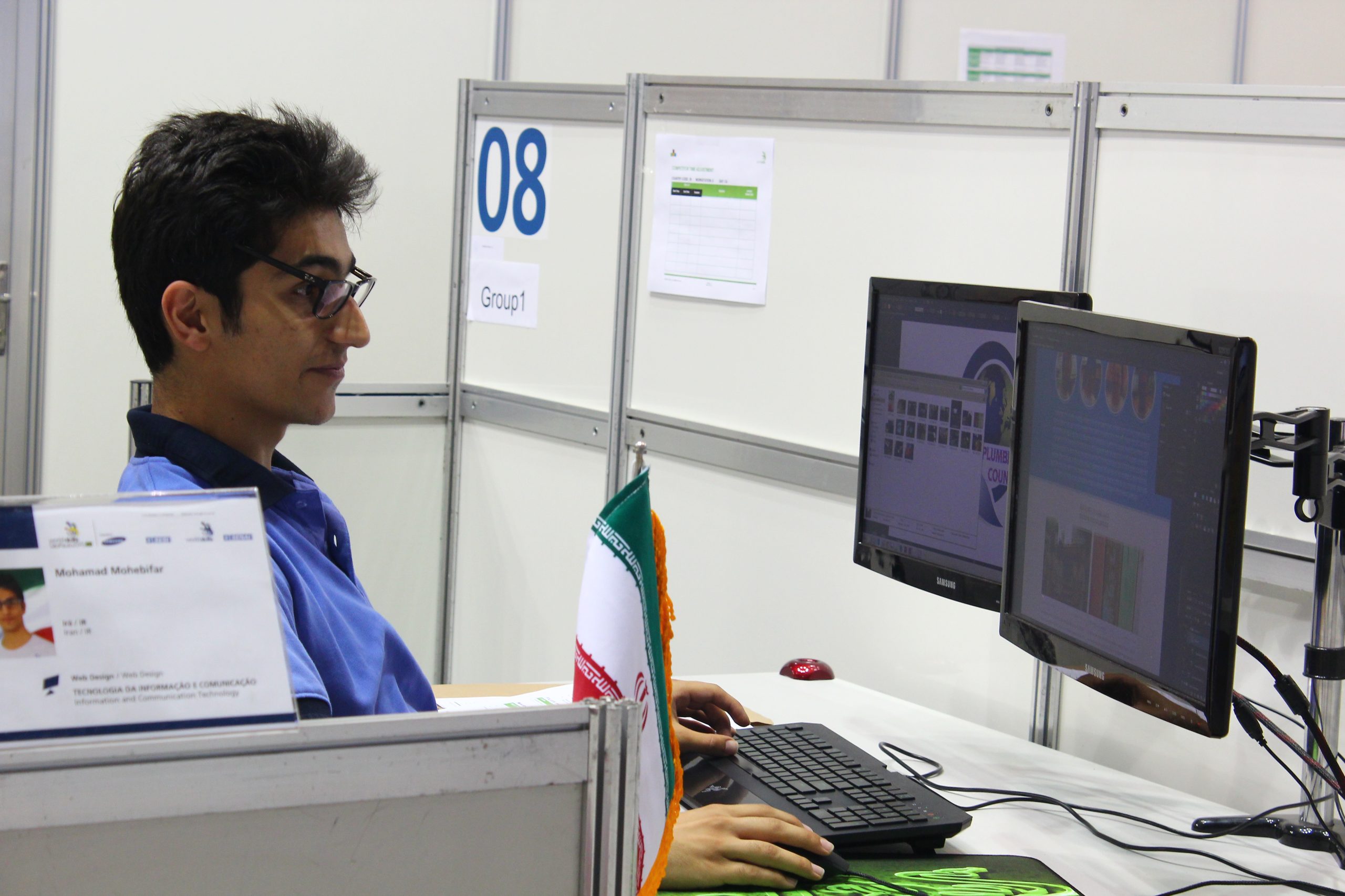 Iranian medalist celebrating competition result